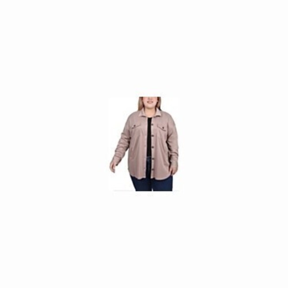 NY Collection Plus Size Long Sleeve Textured Knit Shirt Jacket